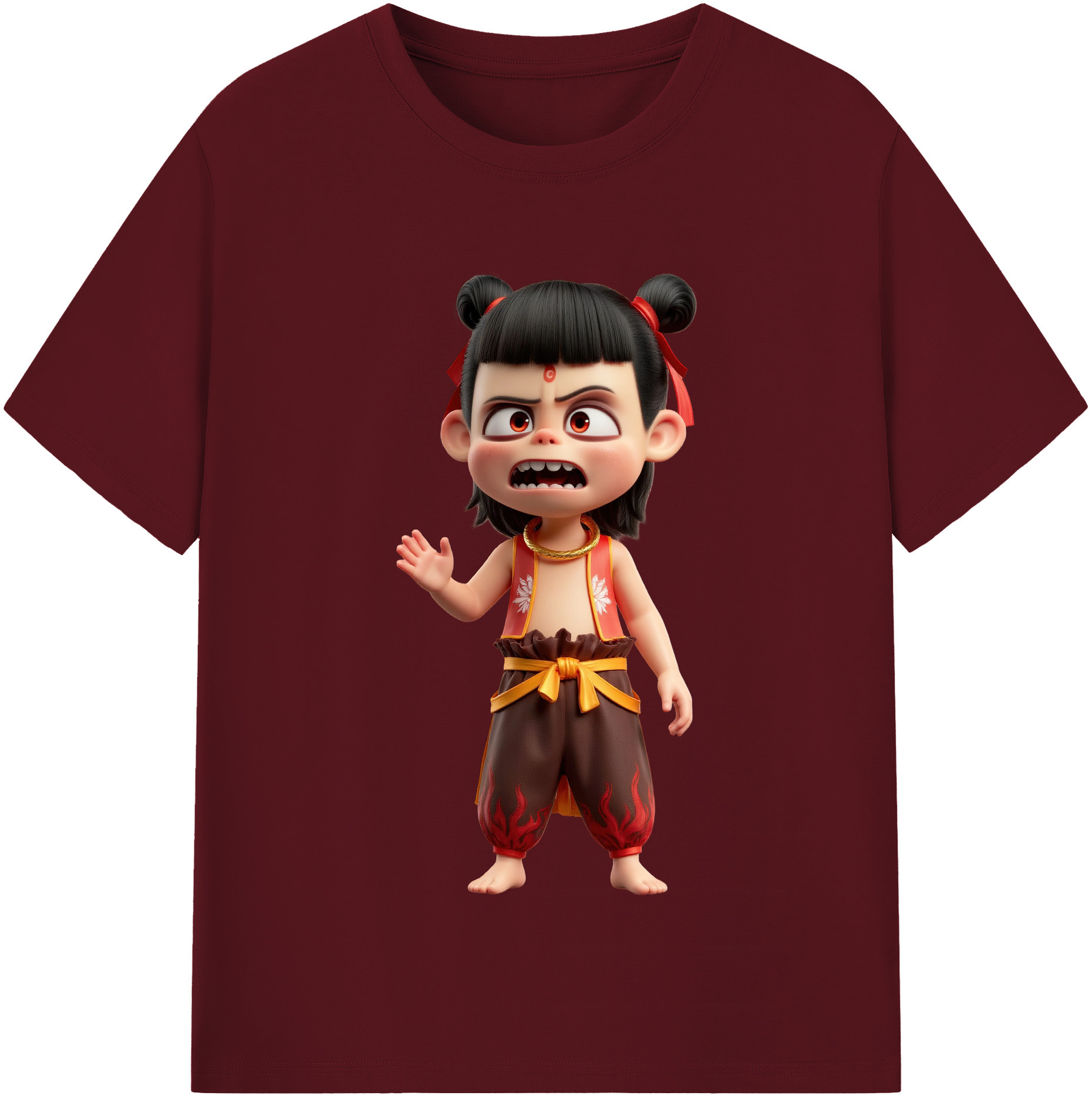 （画像用） Ne Zha 2 ナタ 魔童の大暴れ 綿100％半袖Tシャツ（フロントプリント）
